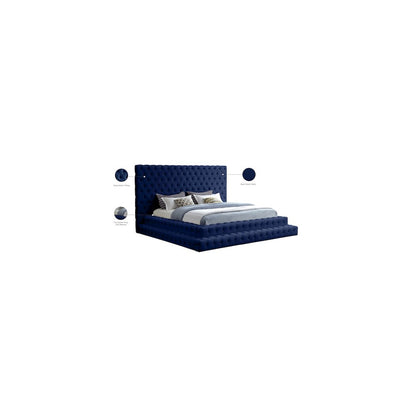 Revel Navy Velvet King Bed