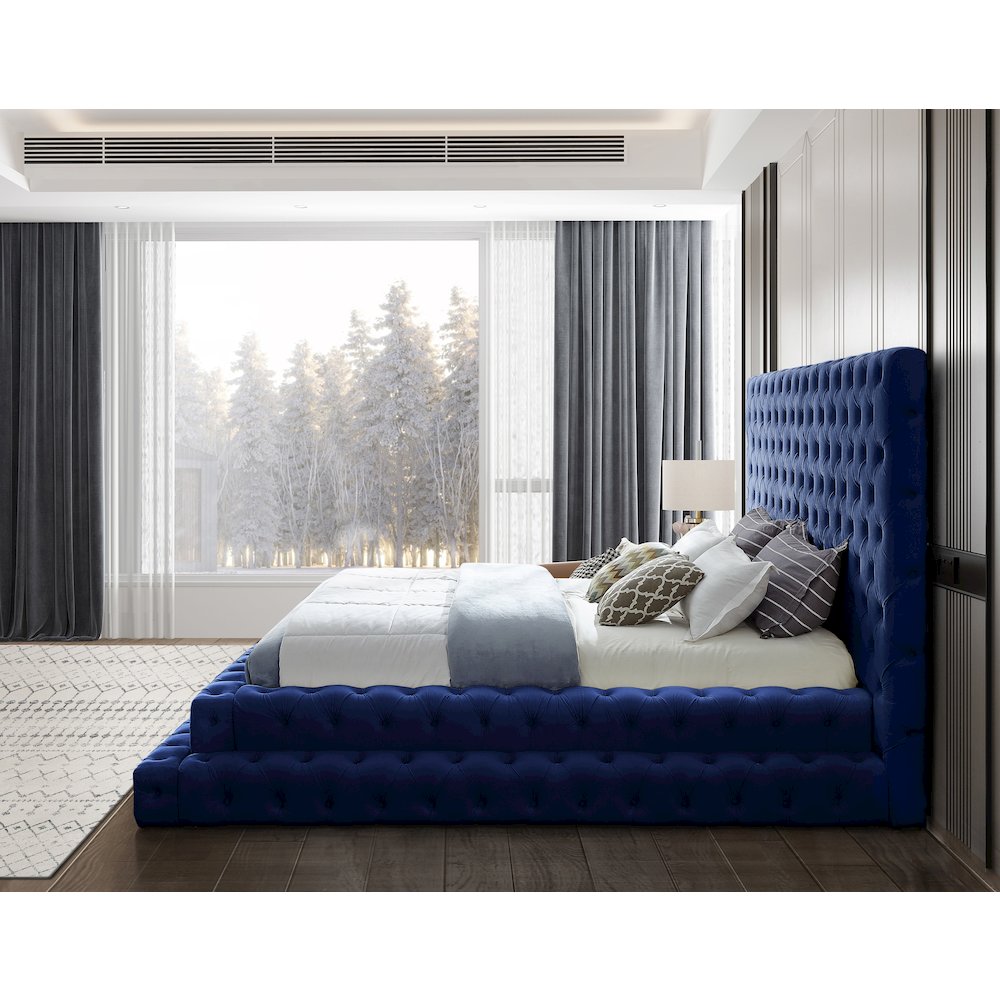 Revel Navy Velvet King Bed