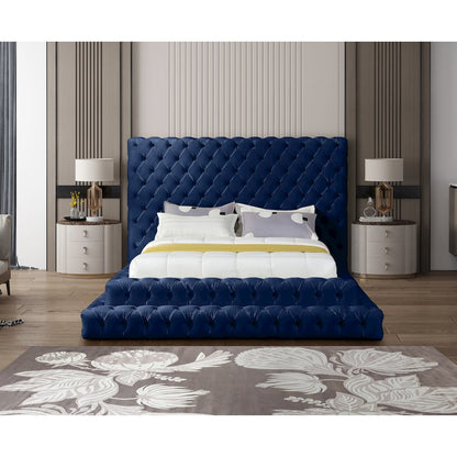 Revel Navy Velvet Queen Bed