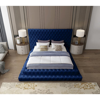 Revel Navy Velvet Queen Bed