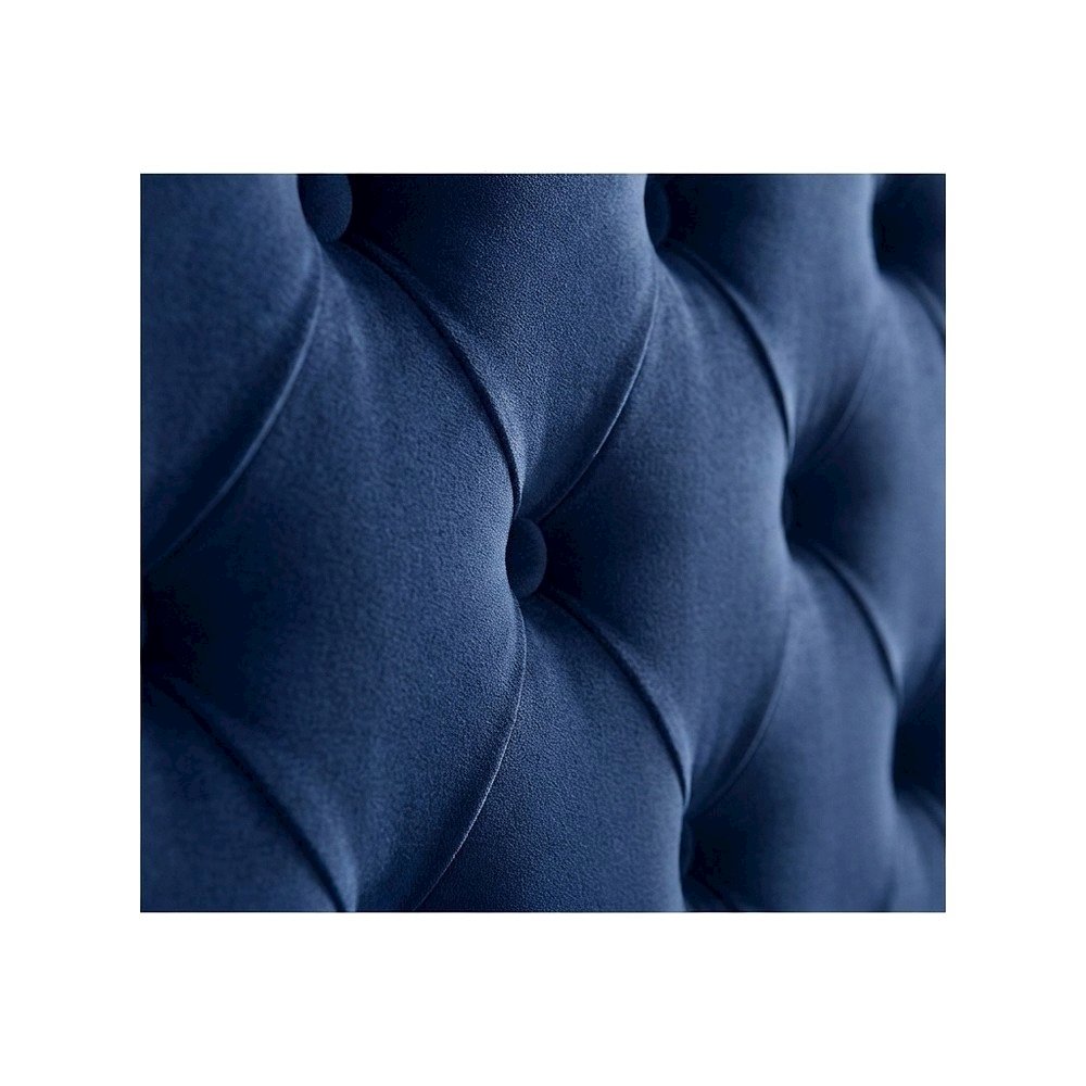 Fully Upholstered Tufted Velvet Queen Platform Bed with Headboard, Navy Velvet