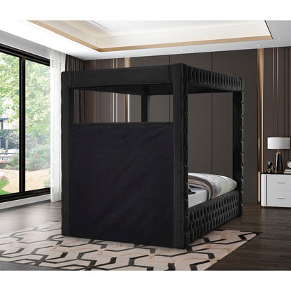 Royal Black Velvet Queen Bed