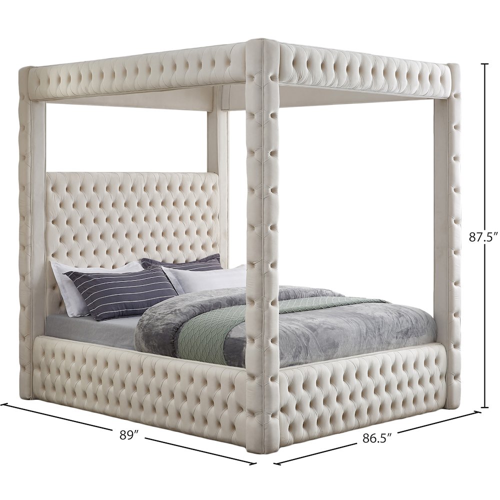 Royal Beige Velvet King Bed