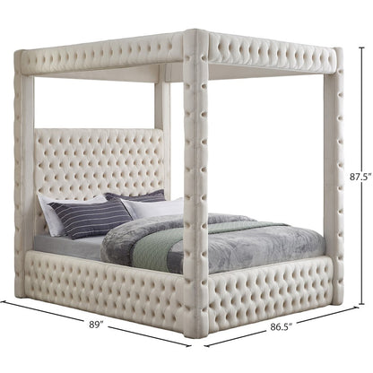 Royal Beige Velvet King Bed