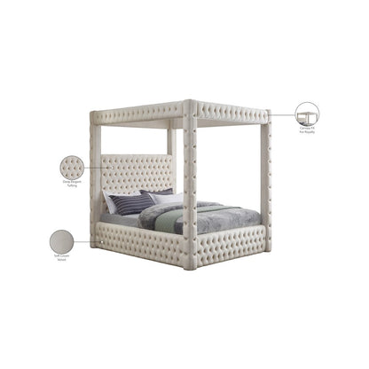 Royal Beige Velvet King Bed