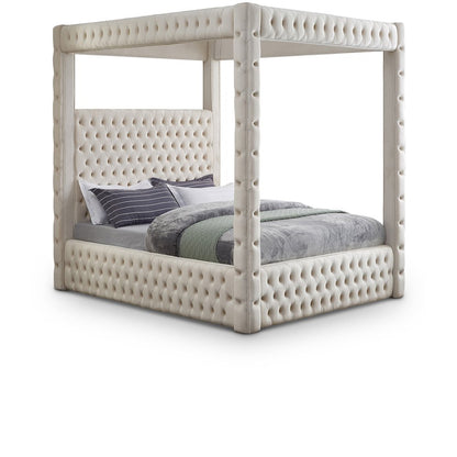 Royal Beige Velvet King Bed