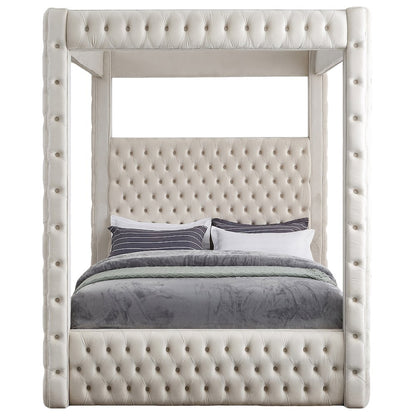 Royal Beige Velvet King Bed