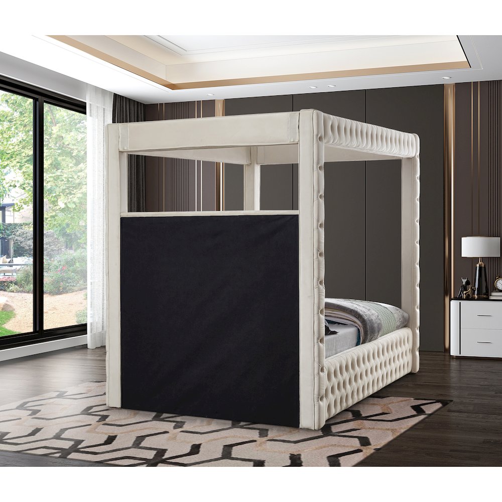 Royal Beige Velvet King Bed