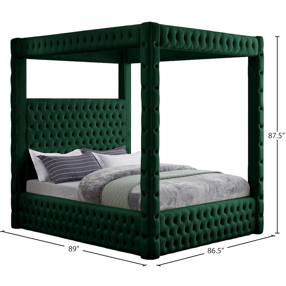 Royal Green Velvet King Bed