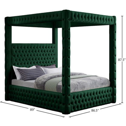 Royal Green Velvet King Bed