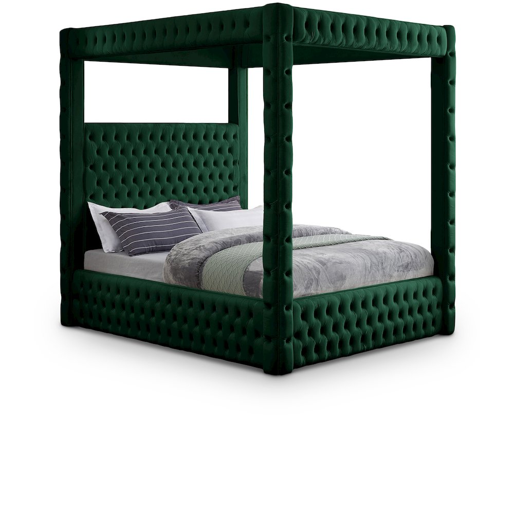 Royal Green Velvet King Bed