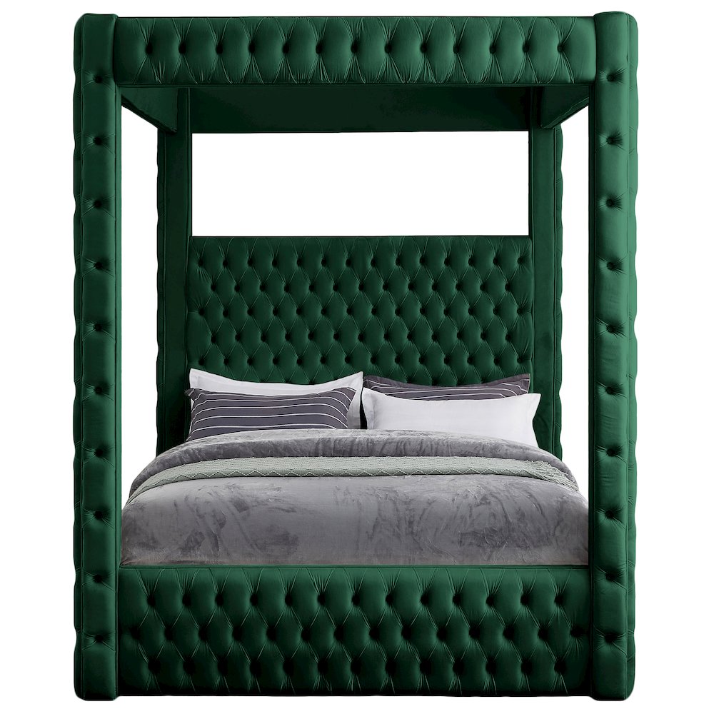 Royal Green Velvet King Bed