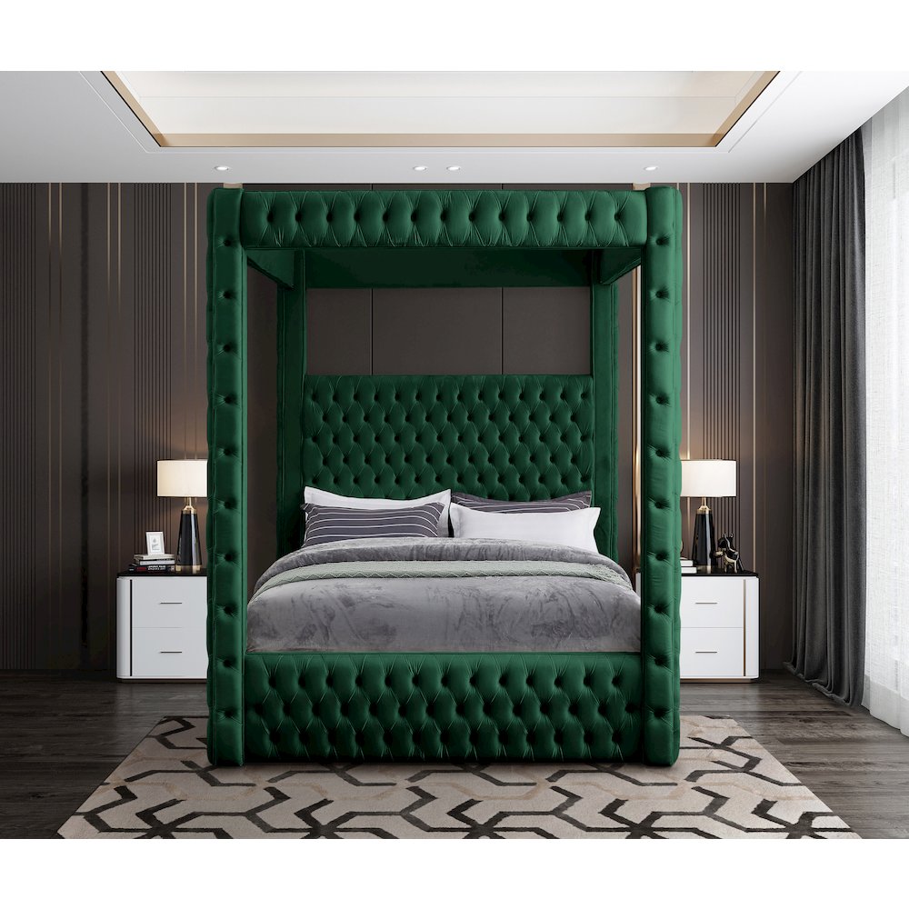 Royal Green Velvet King Bed