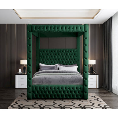 Royal Green Velvet King Bed
