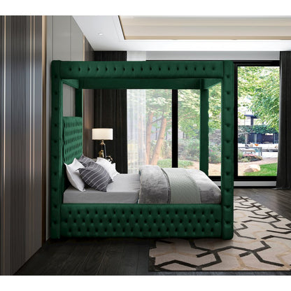 Royal Green Velvet King Bed