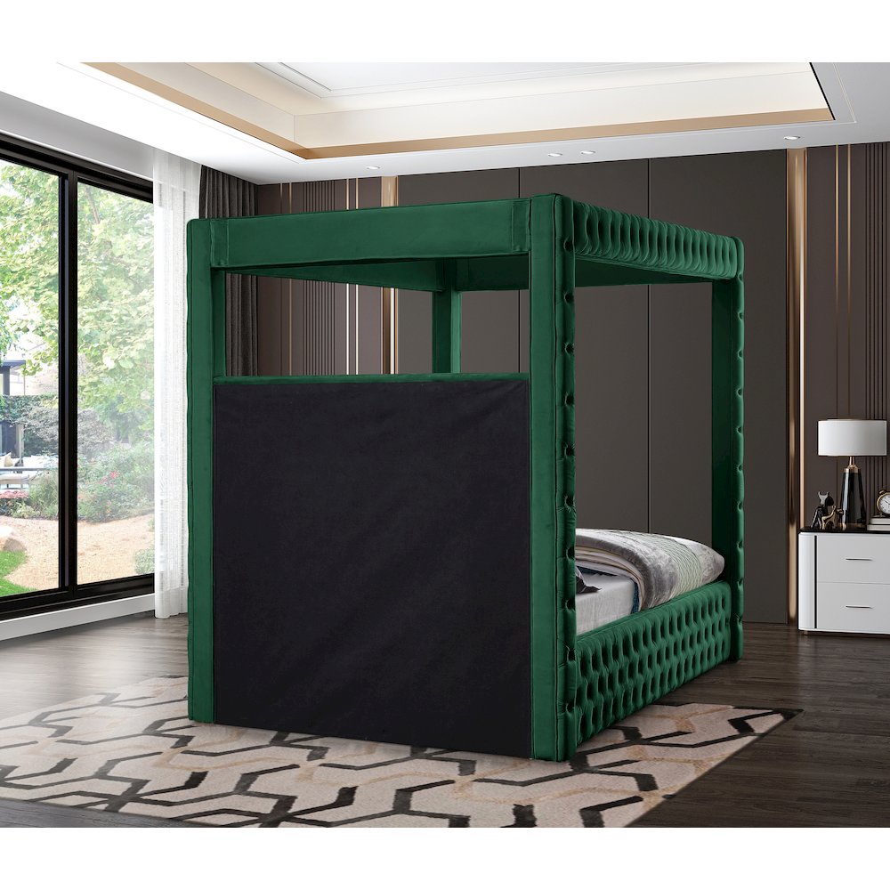 Royal Green Velvet King Bed