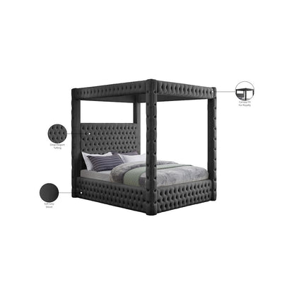 Royal Grey Velvet Queen Bed