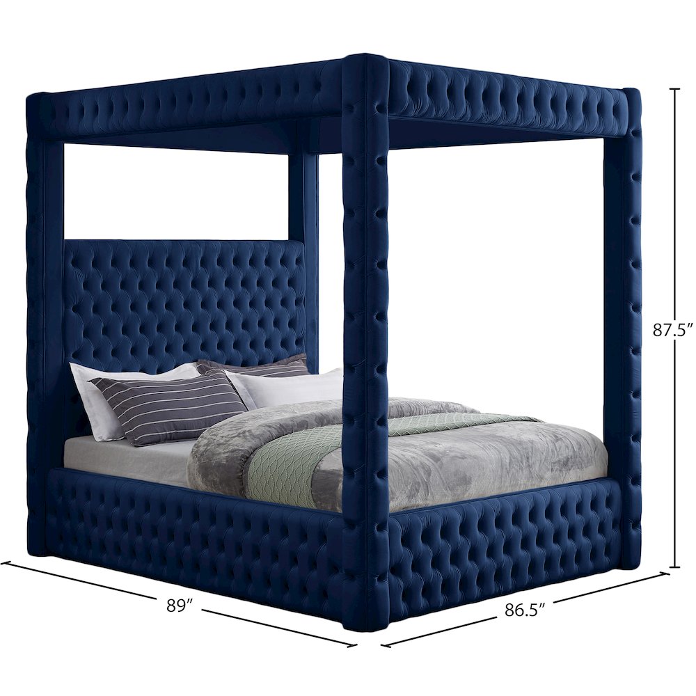 Royal Navy Velvet King Bed