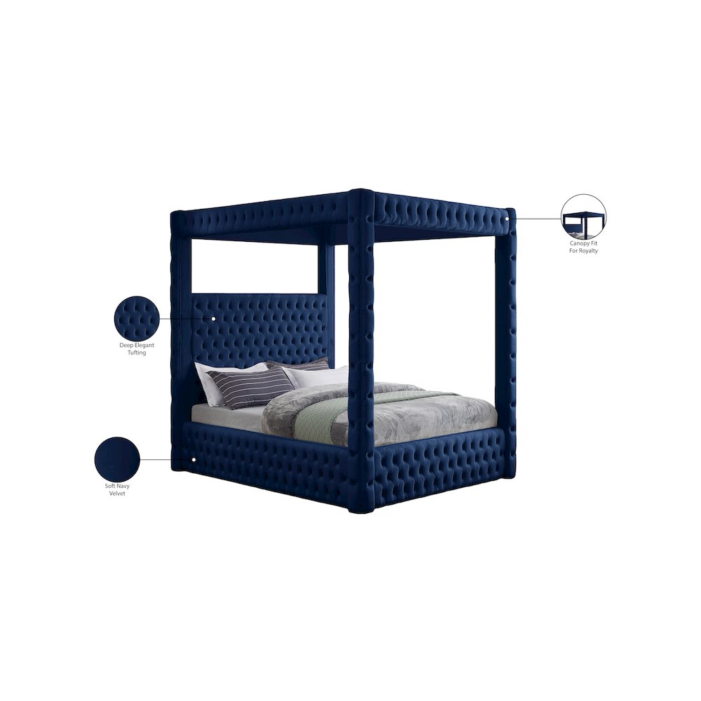 Royal Navy Velvet King Bed