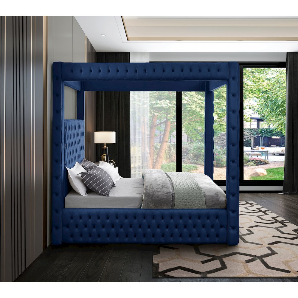 Royal Navy Velvet King Bed