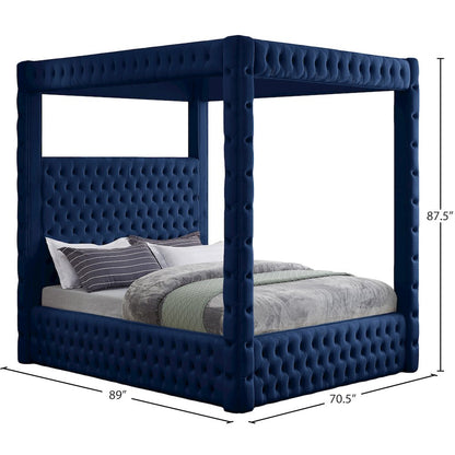 Royal Navy Velvet Queen Bed