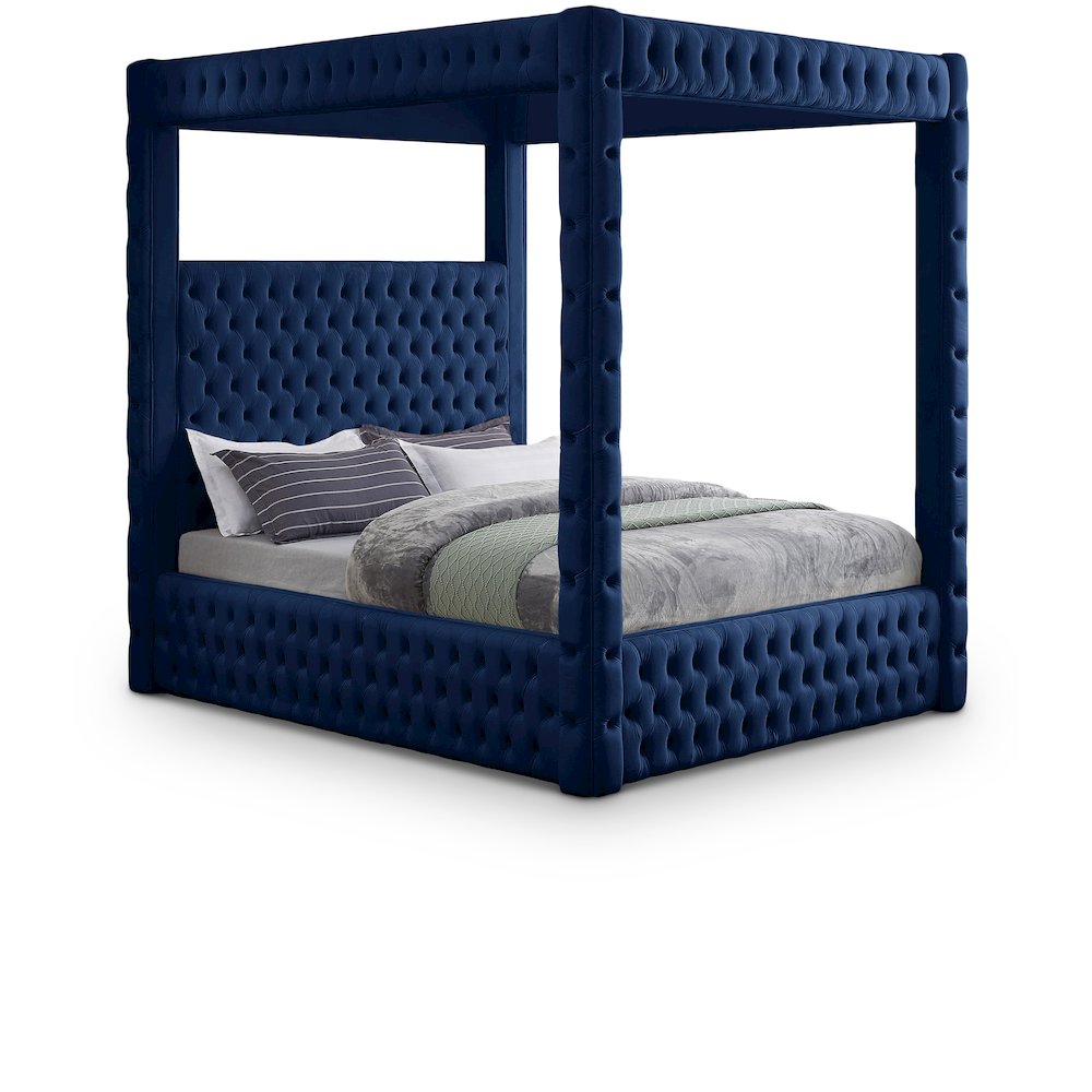 Royal Navy Velvet Queen Bed