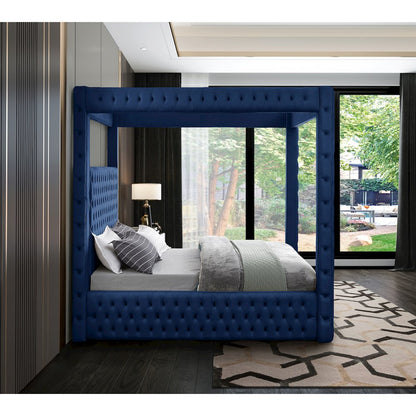 Royal Navy Velvet Queen Bed