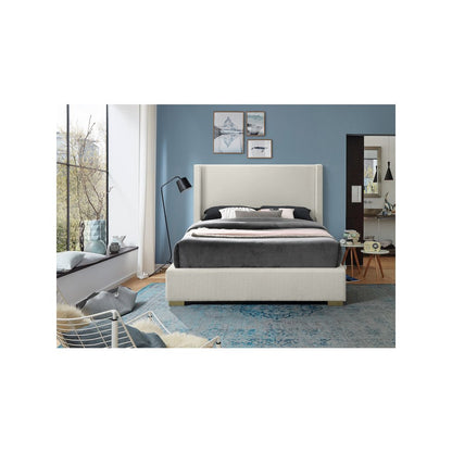 Royce Beige Linen Textured Fabric Full Bed
