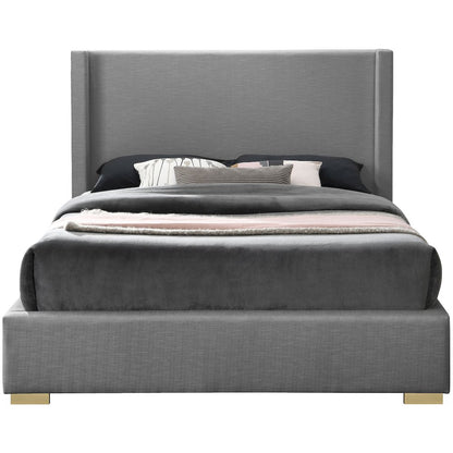Royce Grey Linen Textured Fabric Full Bed