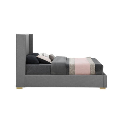Royce Grey Linen Textured Fabric Full Bed