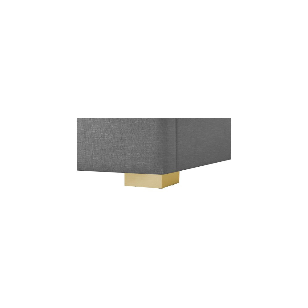 Royce Grey Linen Textured Fabric Twin Bed