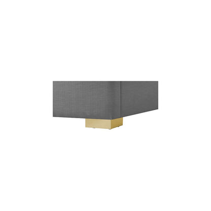 Royce Grey Linen Textured Fabric Twin Bed