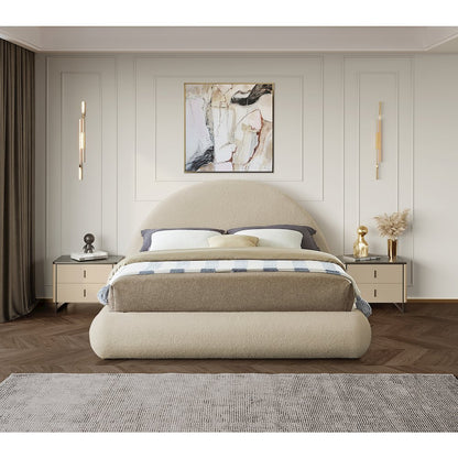 Rudy Beige Teddy Fabric Queen Bed