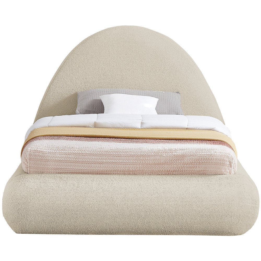 Rudy Beige Teddy Fabric Twin Bed