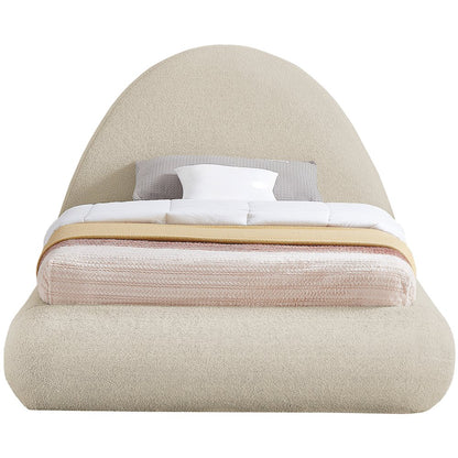 Rudy Beige Teddy Fabric Twin Bed