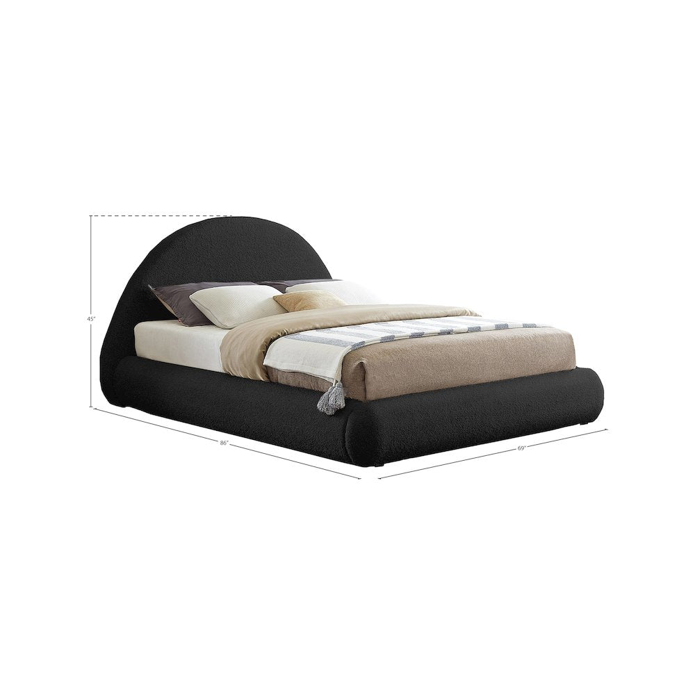 Rudy Black Teddy Fabric Full Bed