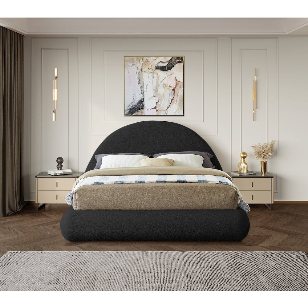 Rudy Black Teddy Fabric Full Bed