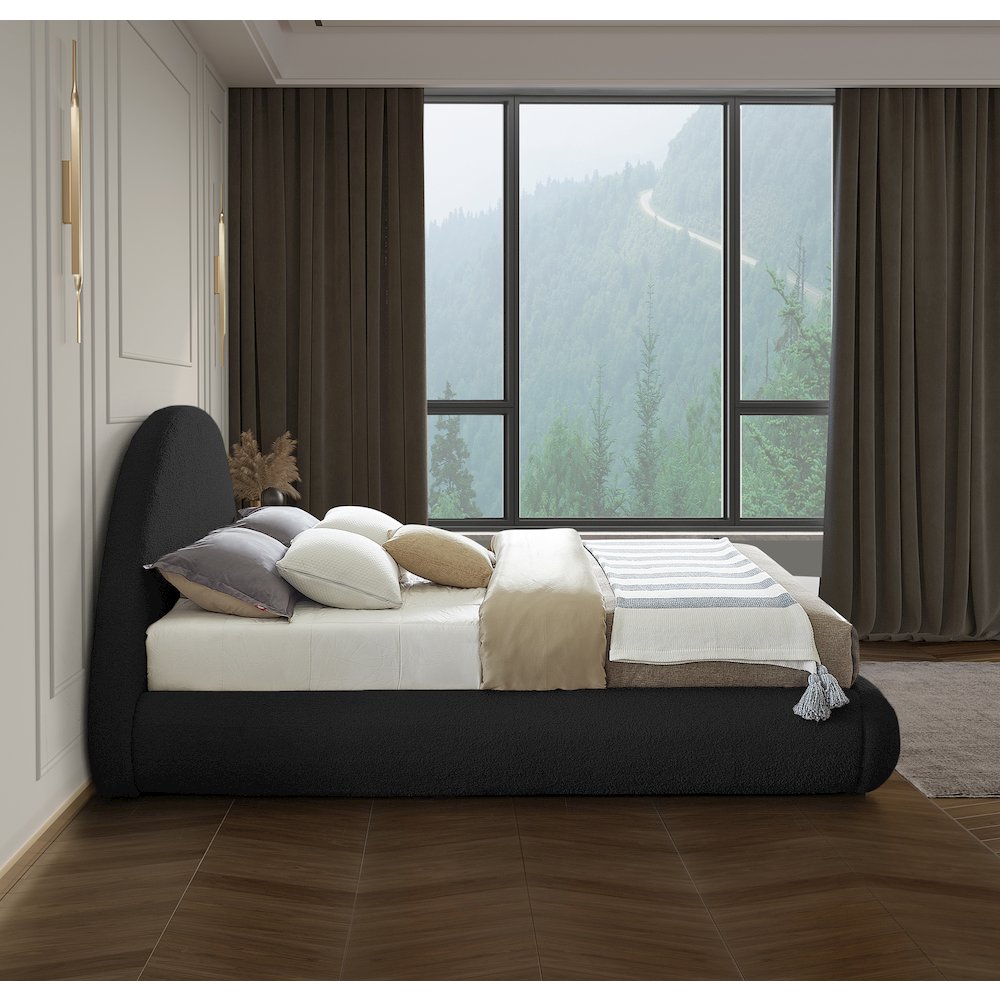 Rudy Black Teddy Fabric Full Bed