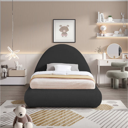 Rudy Black Teddy Fabric Twin Bed