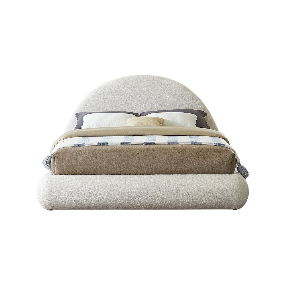 Rudy Cream Teddy Fabric King Bed