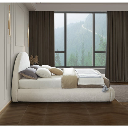 Rudy Cream Teddy Fabric King Bed