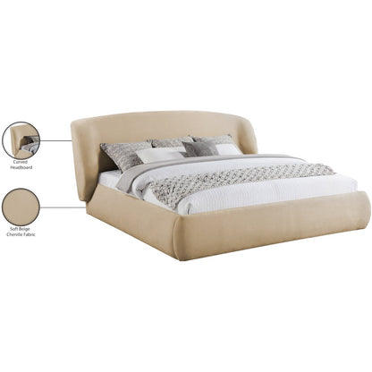 Sandro Beige Chenille Fabric Upholstered Full Bed