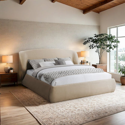 Sandro Beige Chenille Fabric Upholstered Full Bed