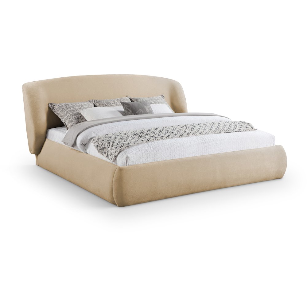 Sandro Beige Chenille Fabric Upholstered King Bed