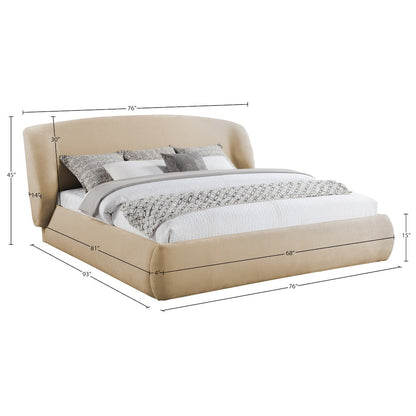 Sandro Beige Chenille Fabric Upholstered Queen Bed