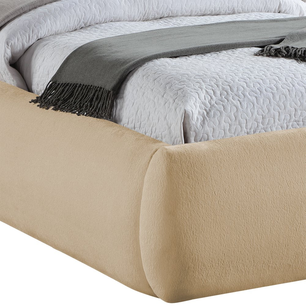 Sandro Beige Chenille Fabric Upholstered Queen Bed