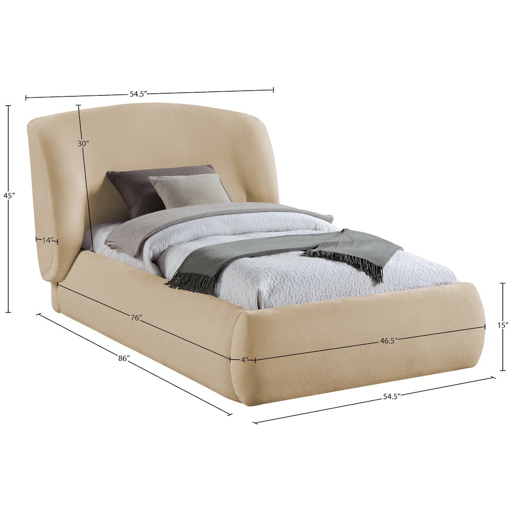 Sandro Beige Chenille Fabric Upholstered Twin Bed