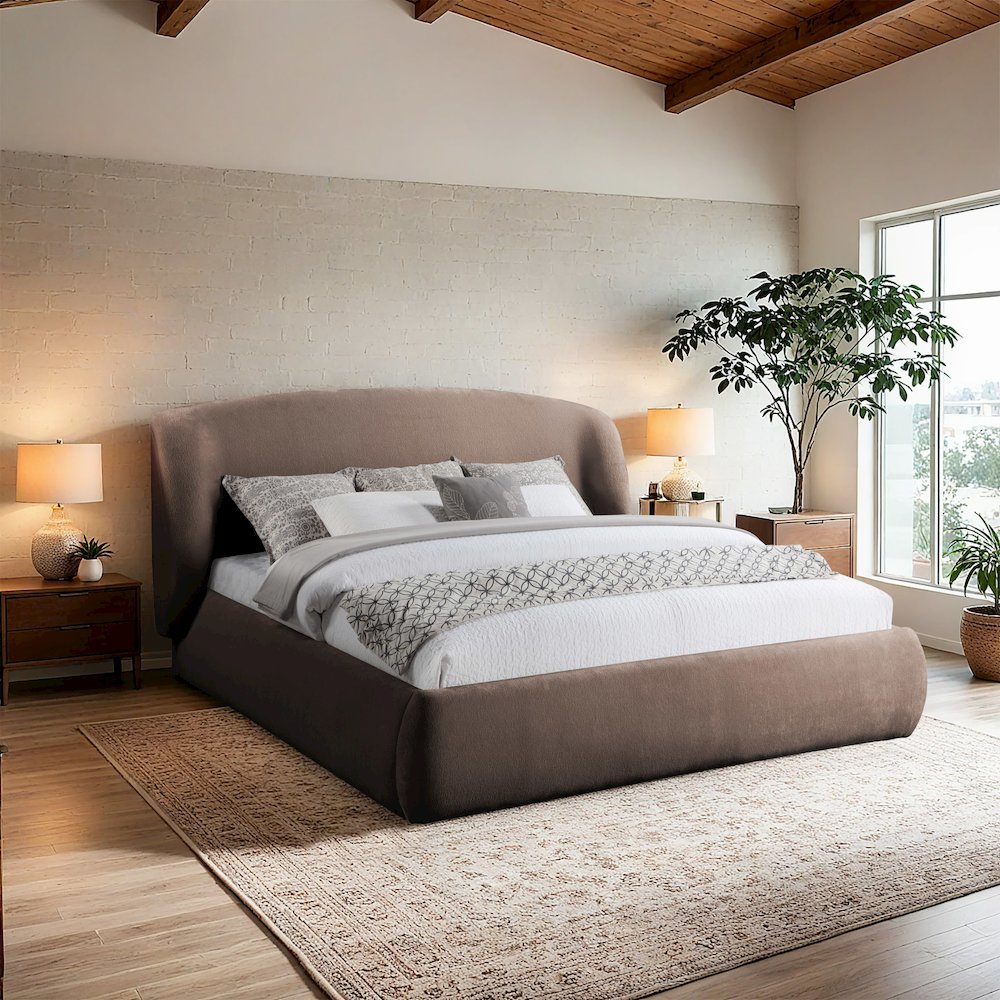 Sandro Brown Chenille Fabric Upholstered Full Bed