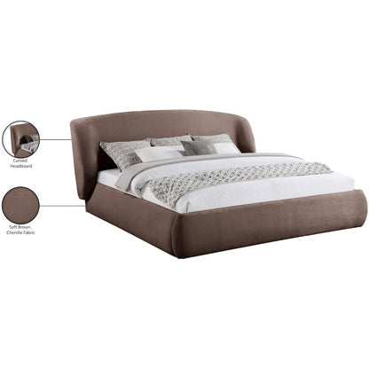Sandro Brown Chenille Fabric Upholstered King Bed