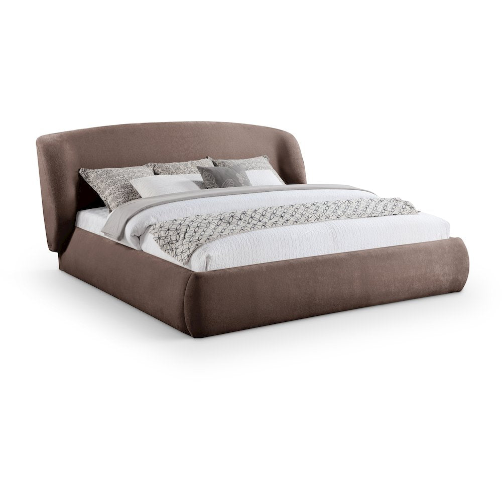 Sandro Brown Chenille Fabric Upholstered King Bed